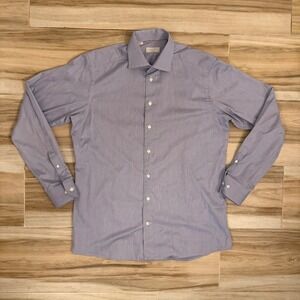 ETON Contemporary Fit Blue Micro Stripe Dress Shirt Mens 16 41 Cambridge Cotton